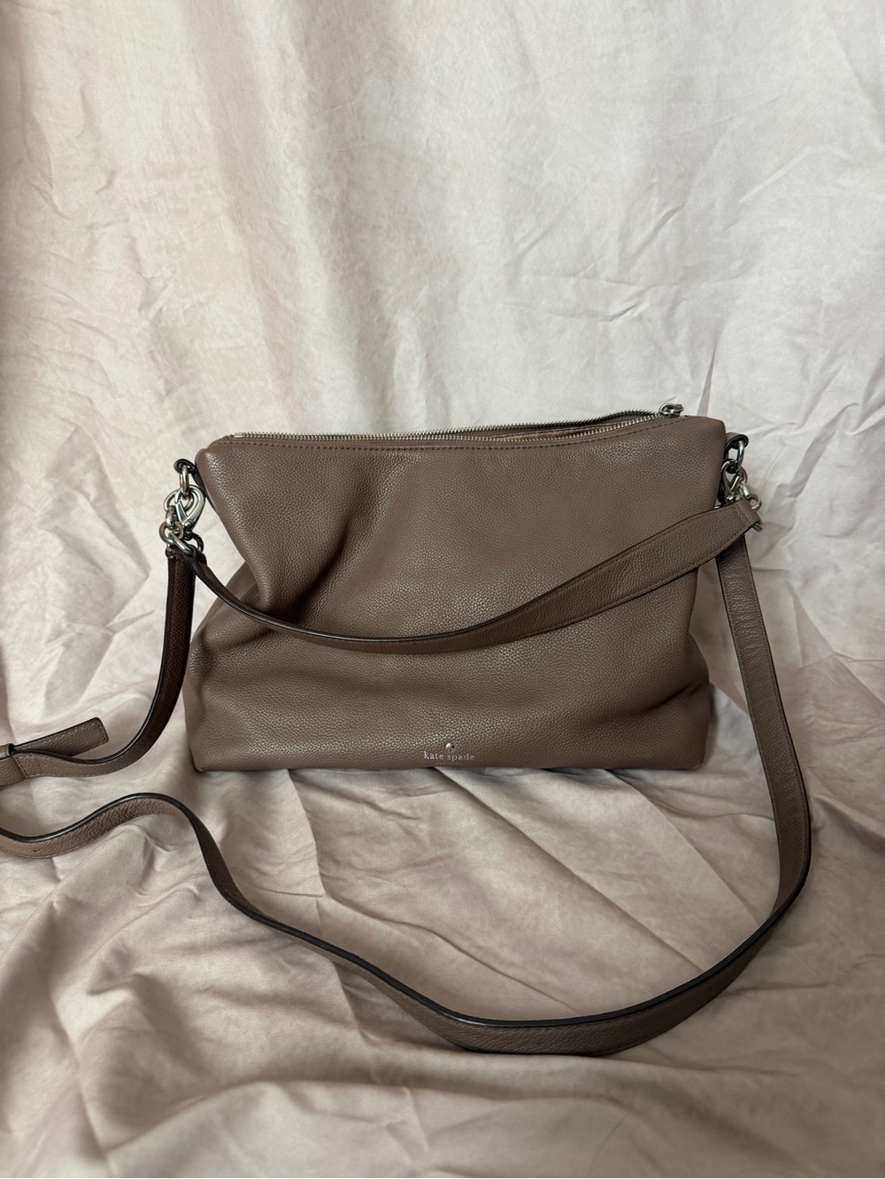 kate spade pebbled leather crossbody bag with silver hardware